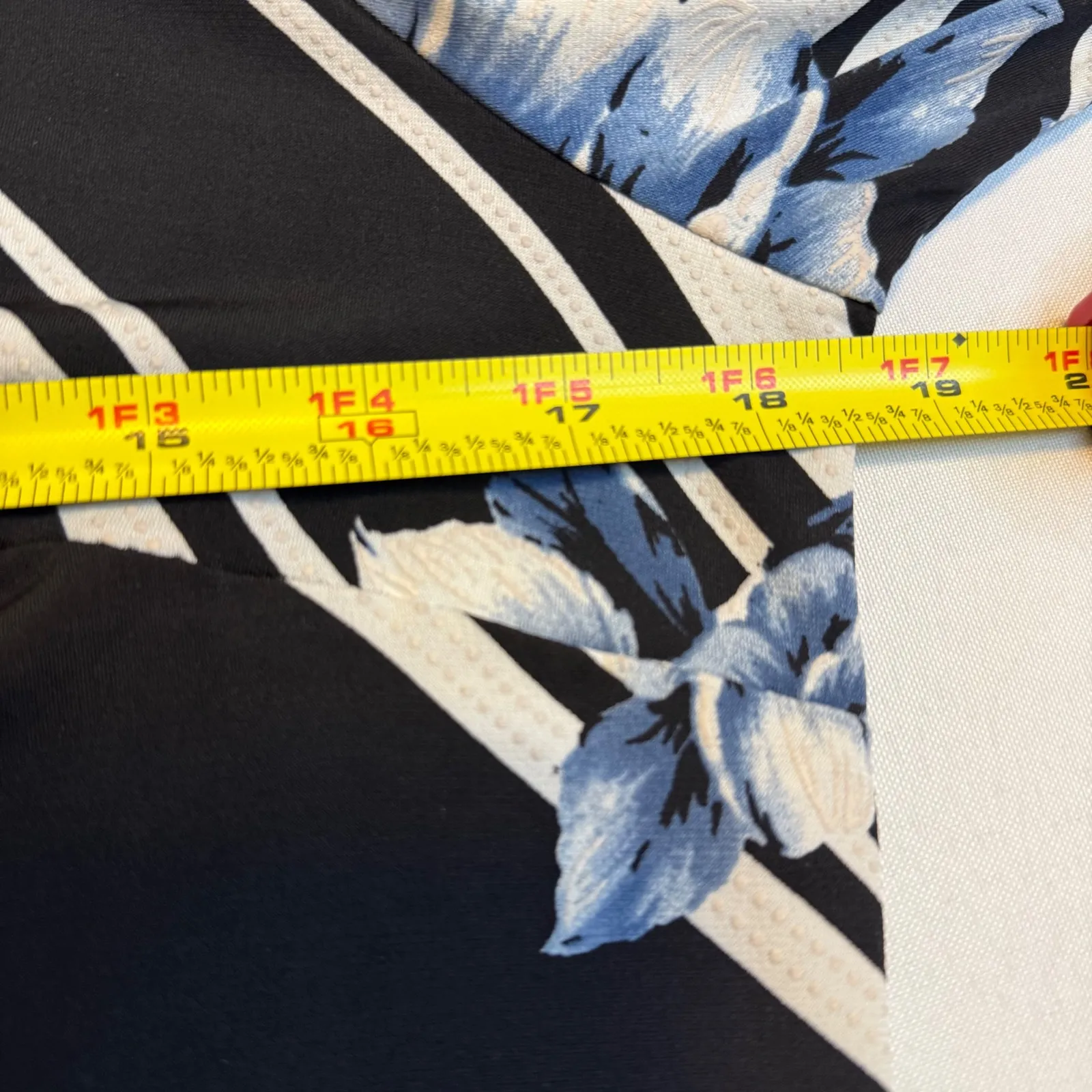 Roz & Ali Women Black Blue Floral Stripe Short Sleeve Knee Length Dress Size M # - Image 6