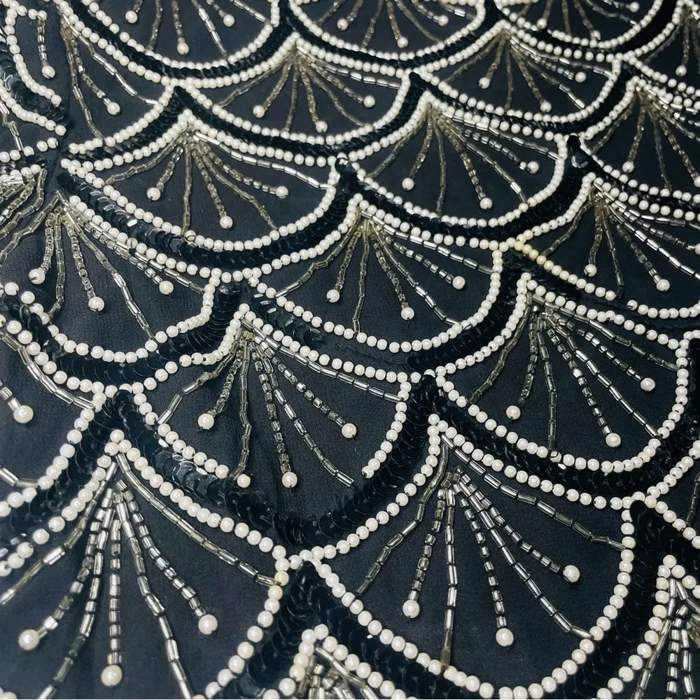 Vintage Laurence Kazar New York Black Beaded sequin shirt Evening Wear medium - Image 2