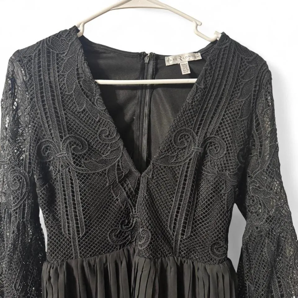 Rare London Deep V Neck Boho Romper CottageCore Cocktail Classy Bell Sleeves - Image 2