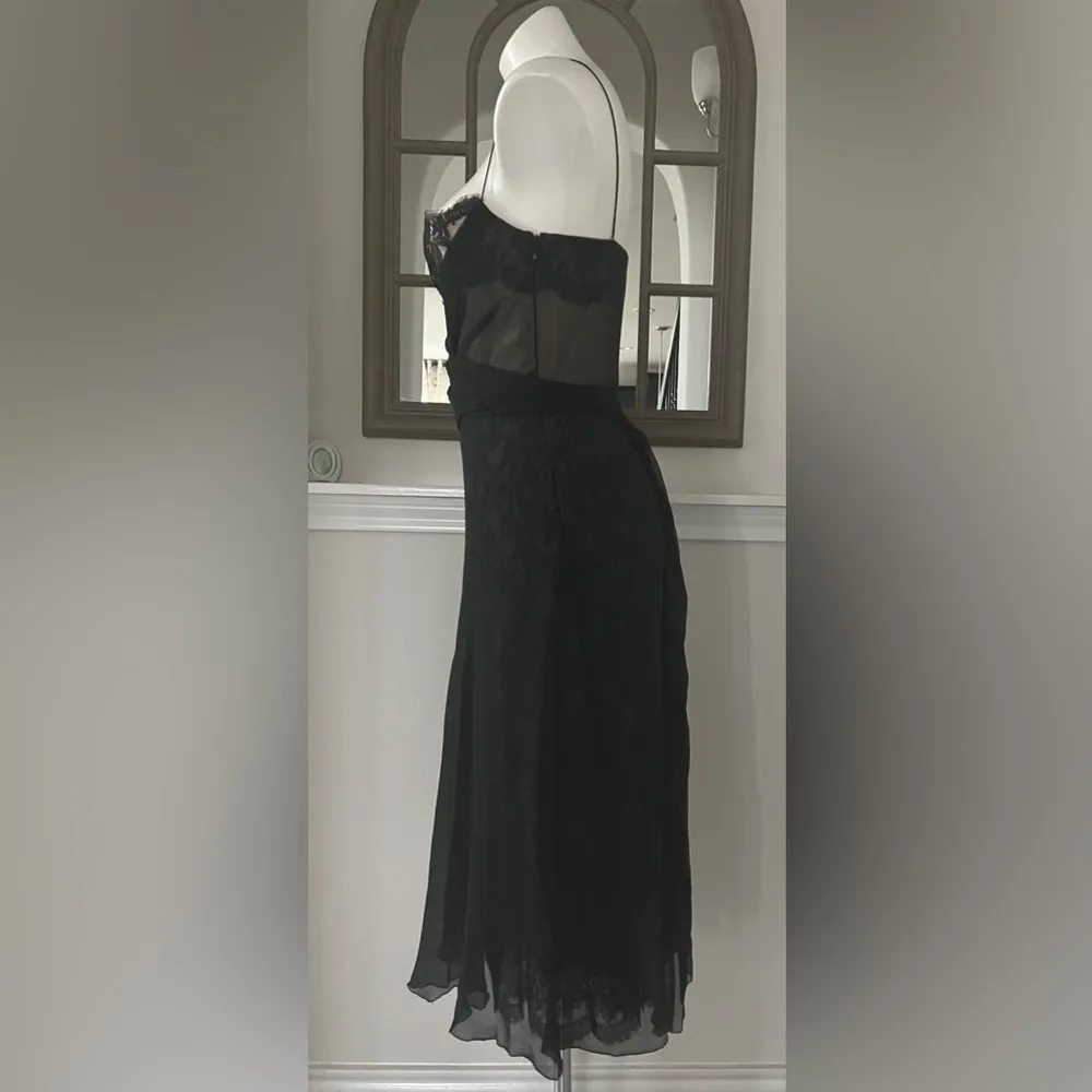 Glenda Dress (100% Silk) Black Chiffon & Lace, Size 8 New w/Tag $698 - Image 6