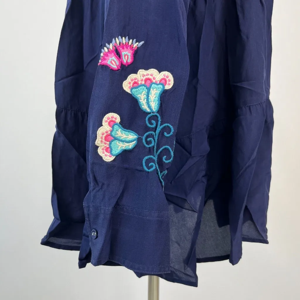 $398 NWOT Johnny Was ALESA TIERED Embroidered Floral Tunic Shirt Blouse Sz S - Image 5