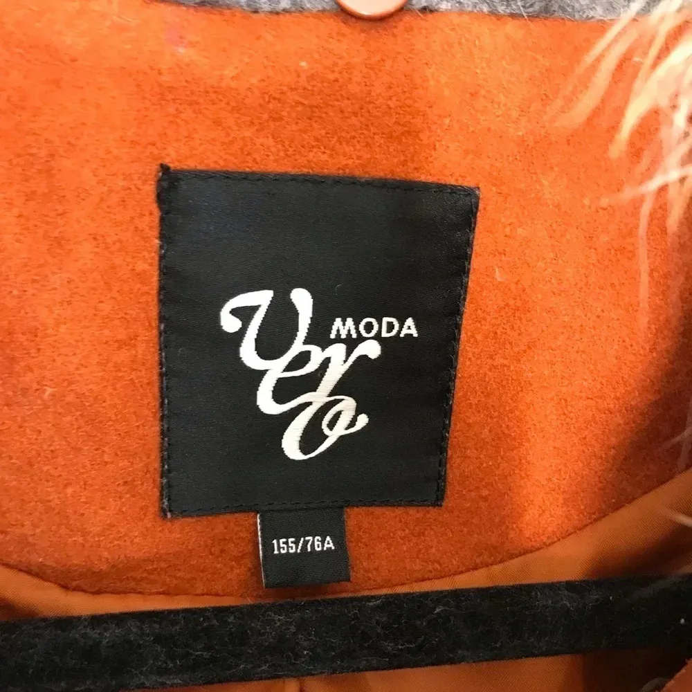 Vero Moda gray coat fur orange wool blend - Image 11