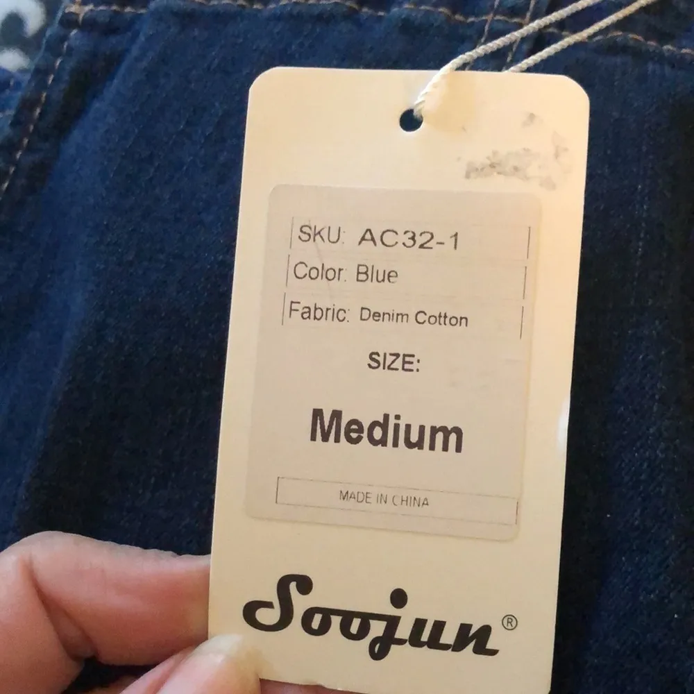 Soojun Casual Loose Fit Baggy Denim Bib Overall Sz M Cotton Stretch Blue Spring Size M - Image 11