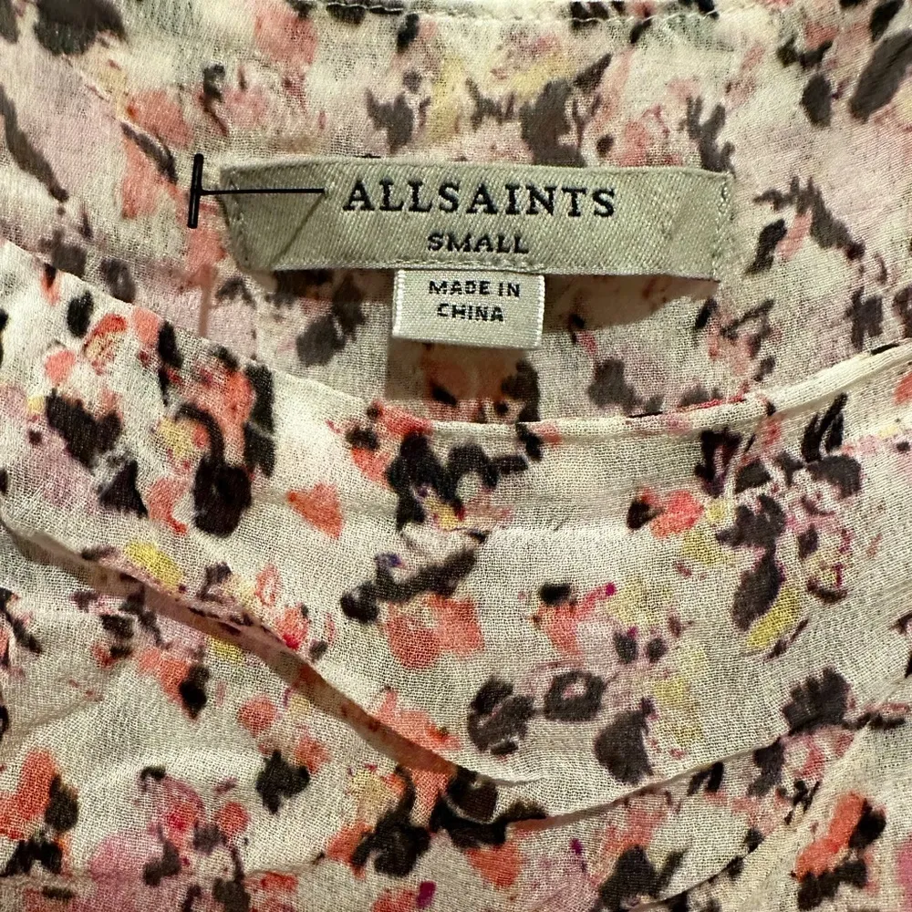 NEW ALL SAINTS MIO FREEFALL SHEER CHALK WHITE DITZY FLORAL ASYMMETRICAL TOP S - Image 10