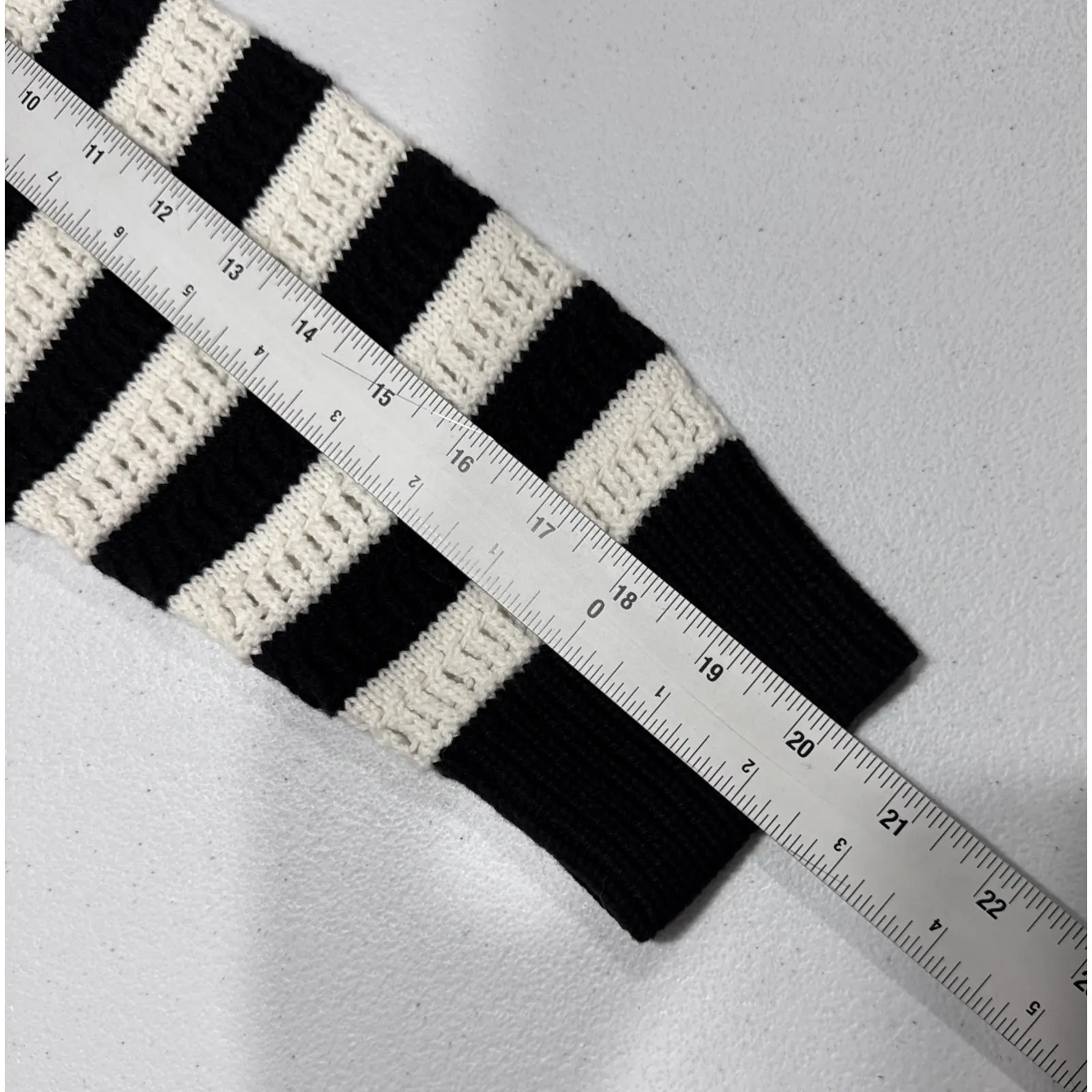 Time and Tru Women's Mock Neck Pullover Sweater Size M Open Knit Stripes Black Size M - Image 9