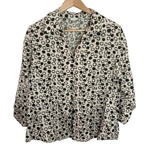 Harve Benard linen blend polka dot bottom down shirt neutral size 1X - Image 1