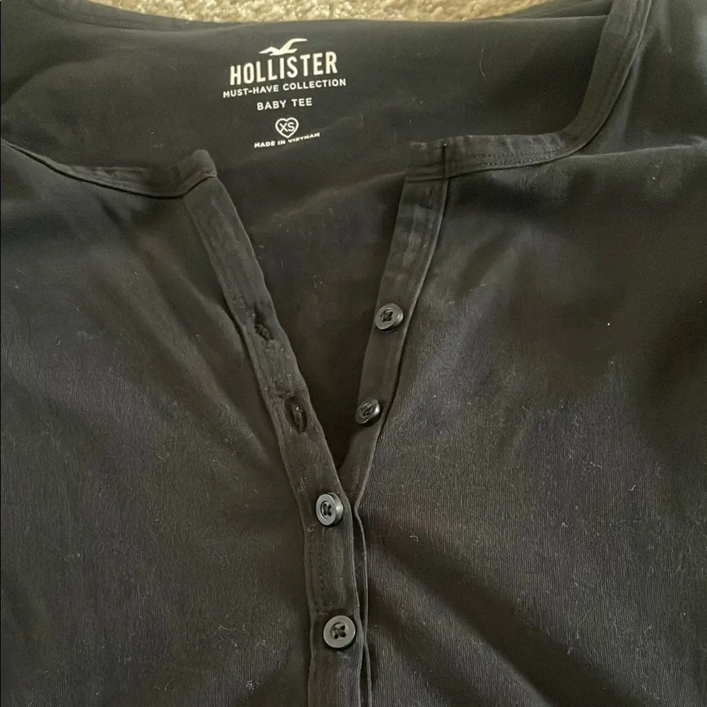 Hollister Black Flutter Sleeve Button Down Shirt - Image 2