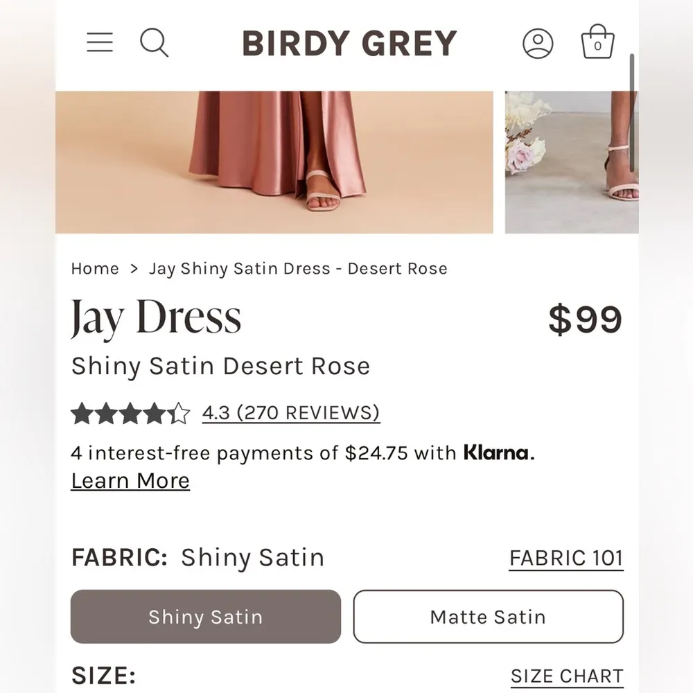 Birdy Grey Jay Dress Shiny Satin Desert Rose Size Medium - Image 2