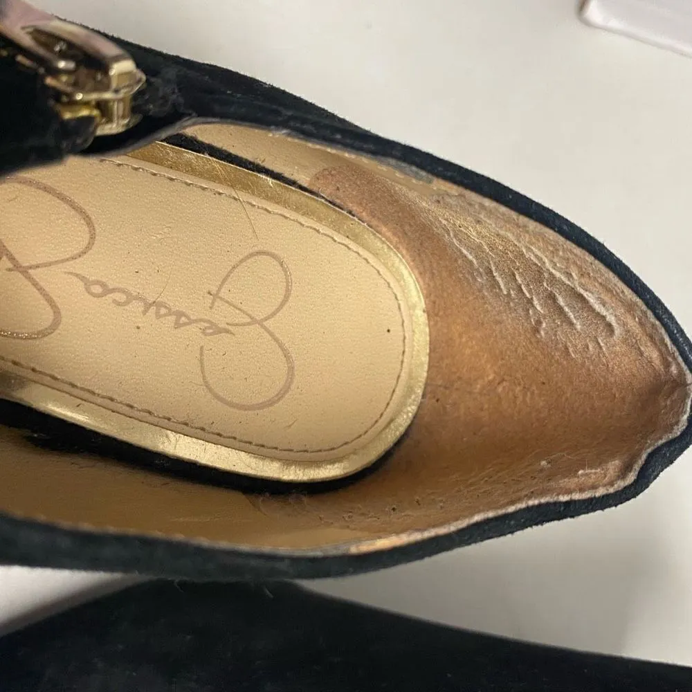 JESSICA SIMPSON Cutey Women’s Leather Wedge Heels Pointed Toe Black Suede Size 8 - Image 5