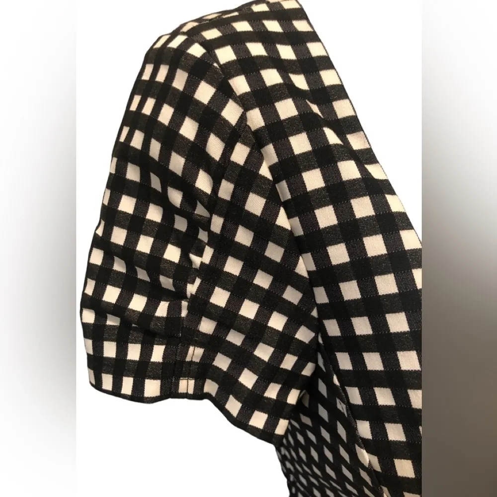Check Me Out Sz. 8 Black White Check Full Zip BodyCon Dress - Image 5