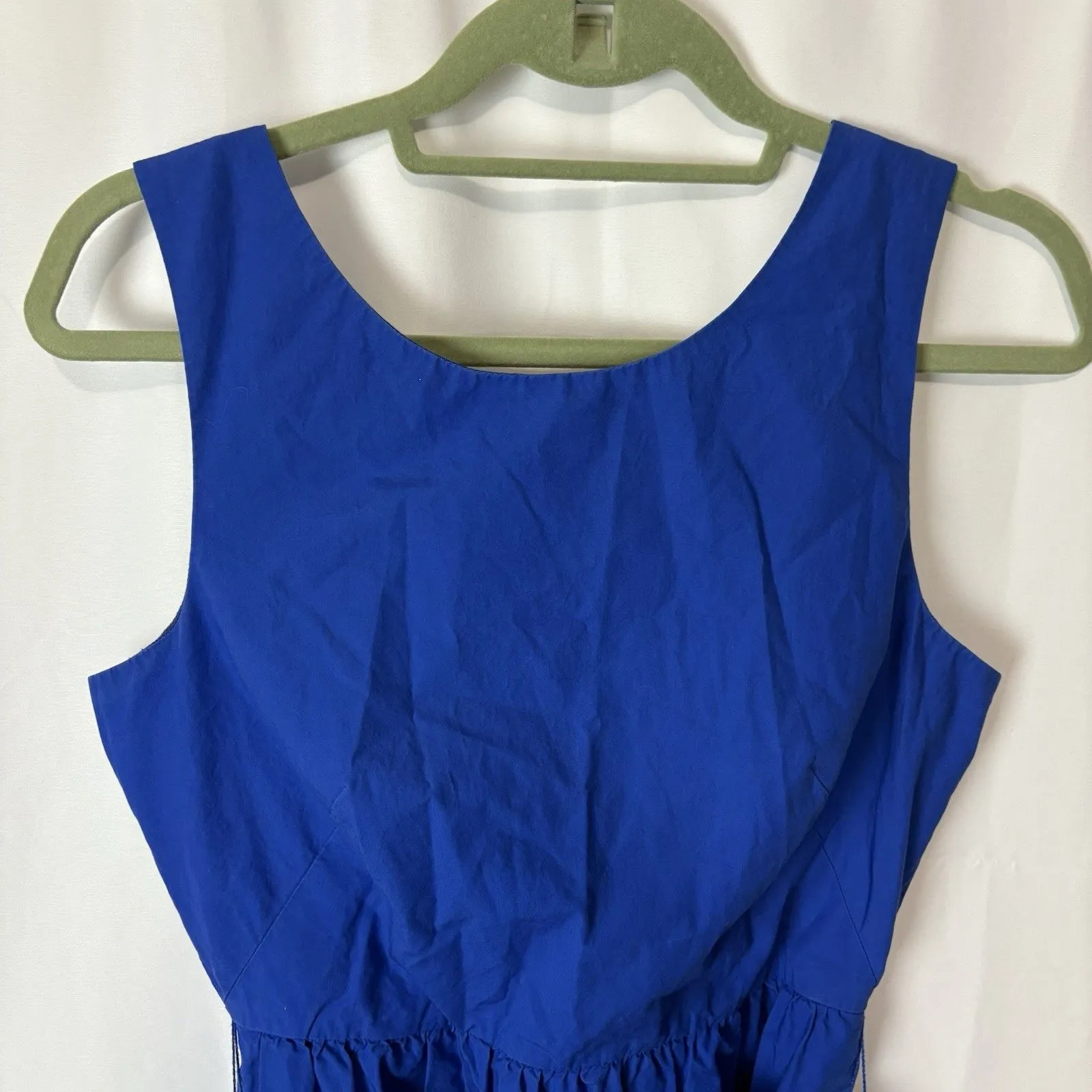 J.Crew A-line Sash Tie Brilliant Sapphire Blue Belted Cotton Size 4 Preppy - Image 3