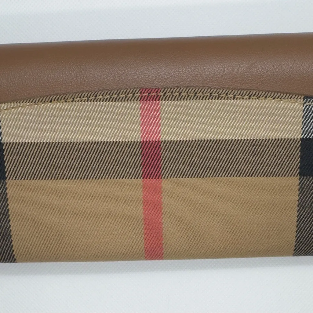 BURBERRY Nova Check Leather Long Wallet Beige Brown - Image 4