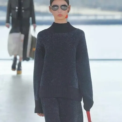 Tory Burch Lurex Metallic Sweater XXS Merino Wool Blend Oversized Holiday Party - Image 2