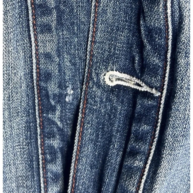 SEAN JOHN Chinese‎ Dragon Denim Jean Jacket Button Up Blue XXL Missing Button - Image 5