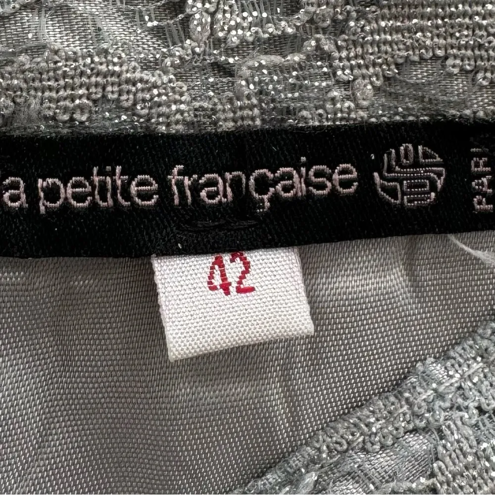 La Petite Francaise Jupe Lori light grey lace lined skirt size 42 Made in France Gray - Image 2