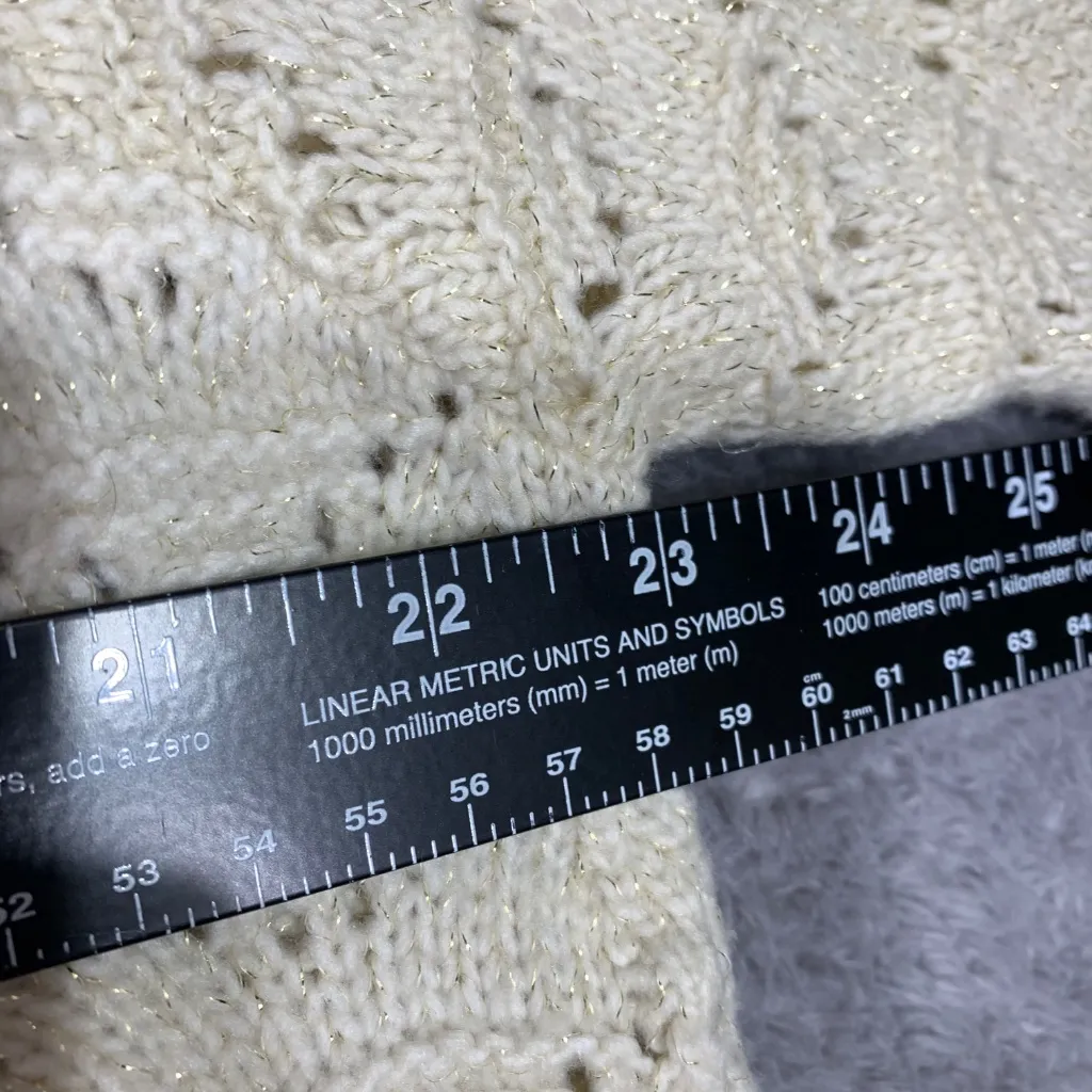 Time and Tru Women’s Sweater XL Beige Cream Open Knit Long Sleeve Pullover - Image 2