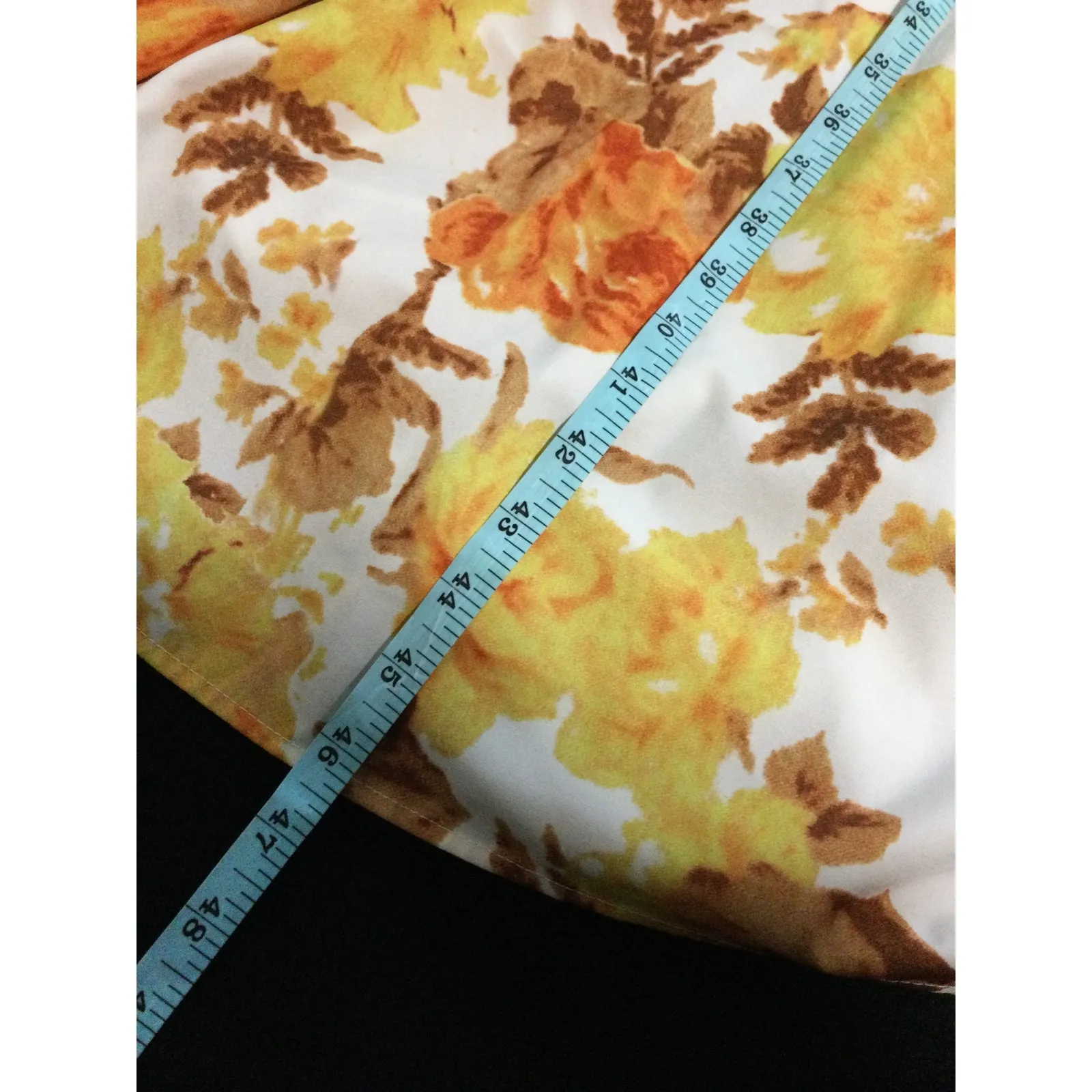 Floral Maxi Dress Ruffle Neck Sleeveless Tie Back‎ Cottagecore Wedding Guest L Tan Size L - Image 4