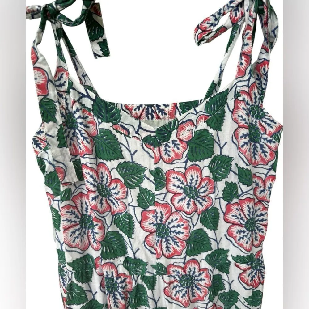 Beau & Ro Floral Indian Blockprint Maxi Dress S White - Image 2