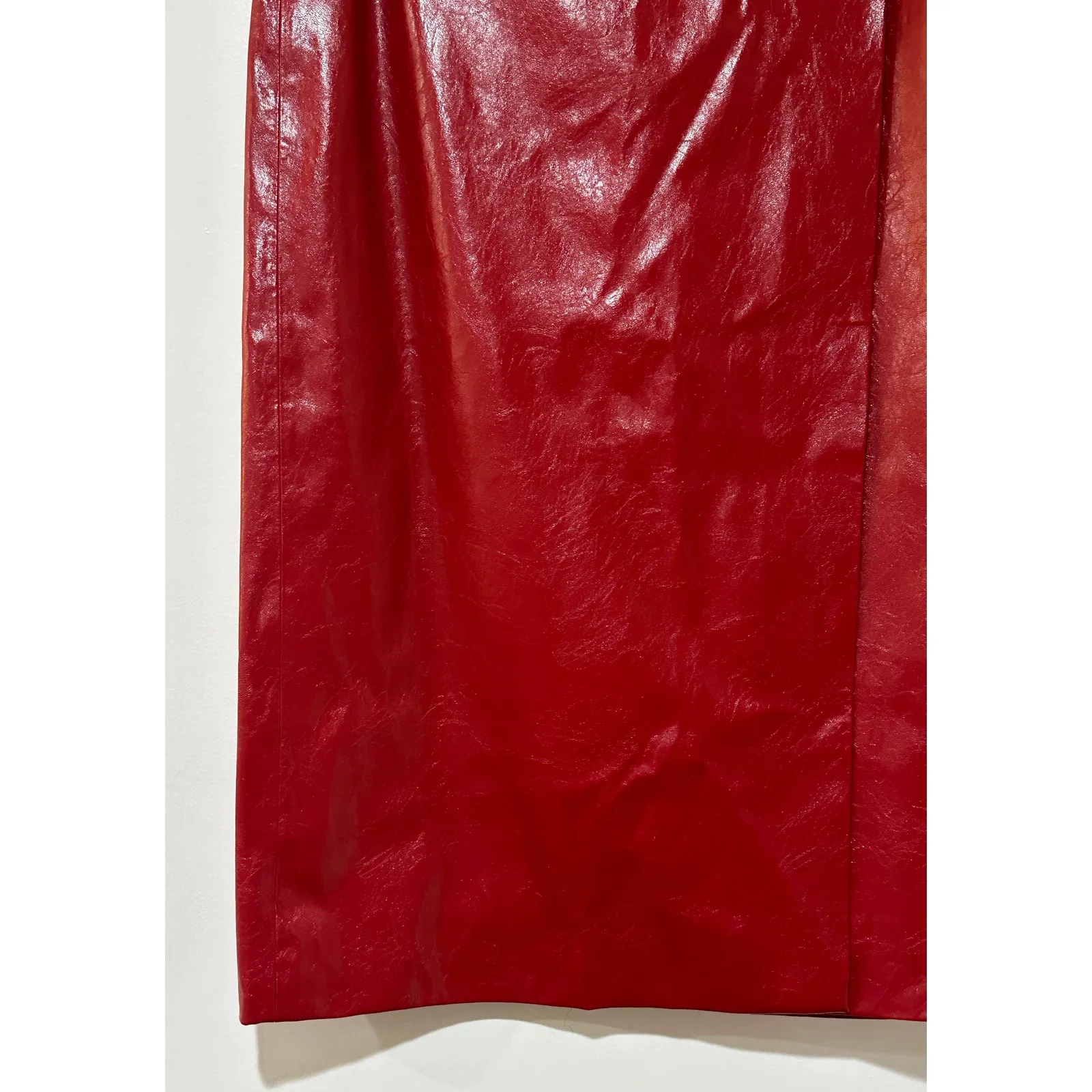 J.CREW Collection Wrap Skirt Berry Sangria Faux Patent Leather Size 8 NWT Lined - Image 6