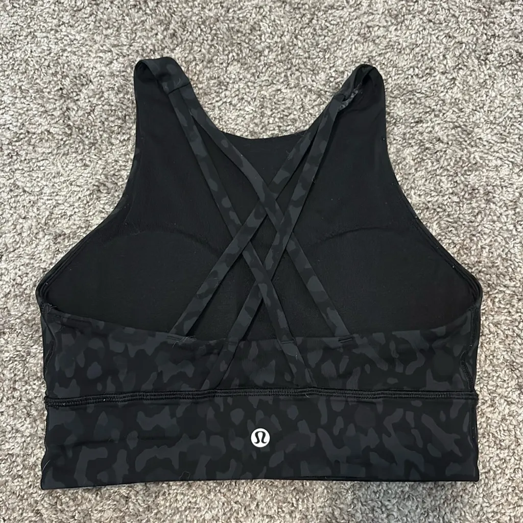 Lululemon Energy Bra High Neck Long Line Camo Gray Black - Image 2