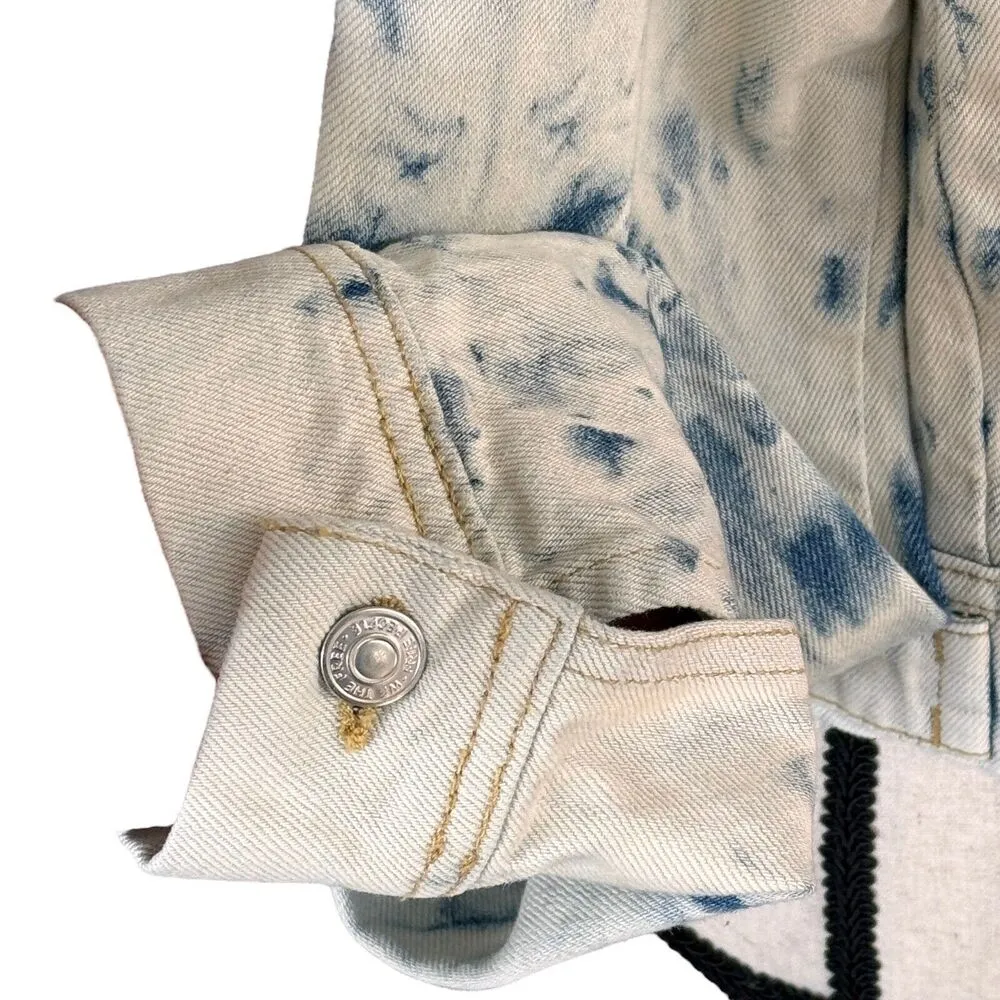 Free People Small Rumors Jean Jacket Button-Up Jones Tie-Dye Long Sleeve Pockets - Image 3