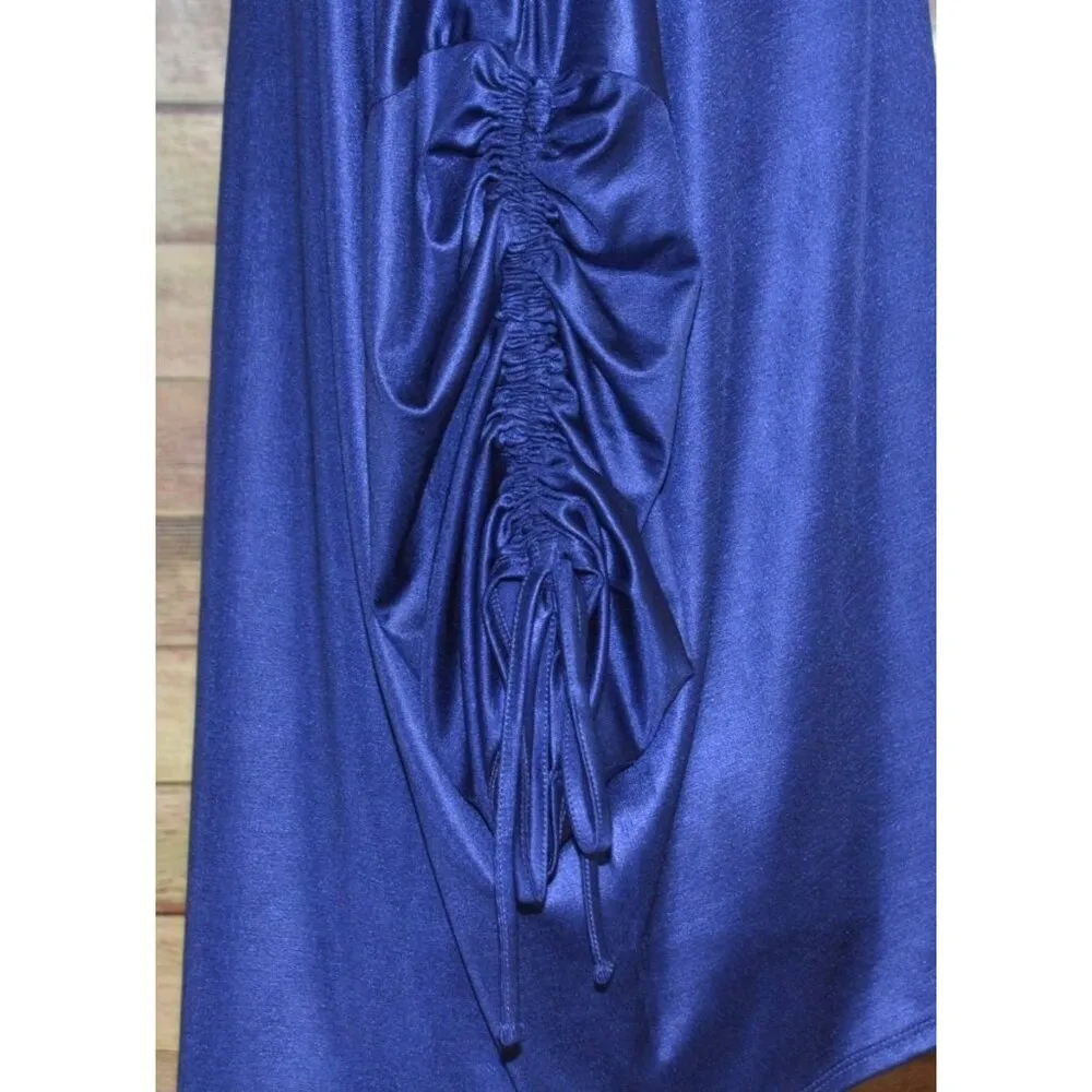 Jennifer Lopez Silky Blue Blouse Top Size XXL 3/4 Rushed Sleeve Career Night Out - Image 5