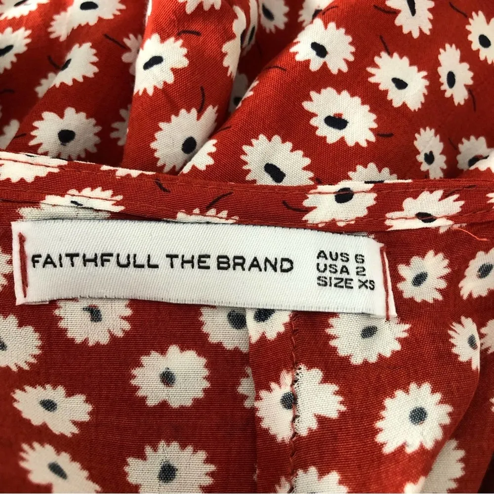 Playa Red Floral Cropped Wide Leg Jumpsuit Tie Back XS 2 - Image 10