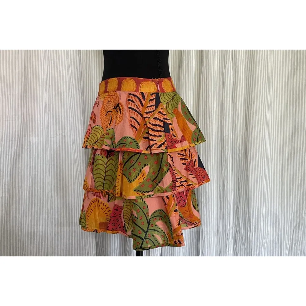 NWT Farm Rio Women's Small Summer Dreams Mini Skirt Tiered Vacation Summer Boho - Image 2