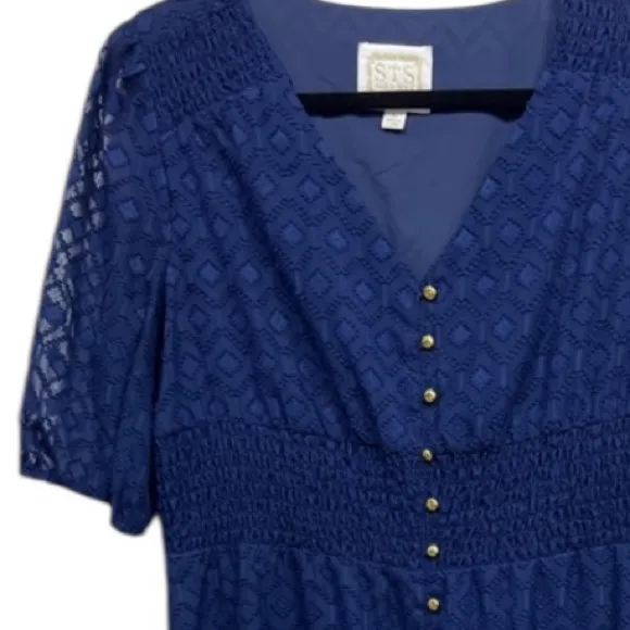 STS Sail to Sable Tuckernuck VNECK woman’s navy BLUE MIDI dress XL - Image 3