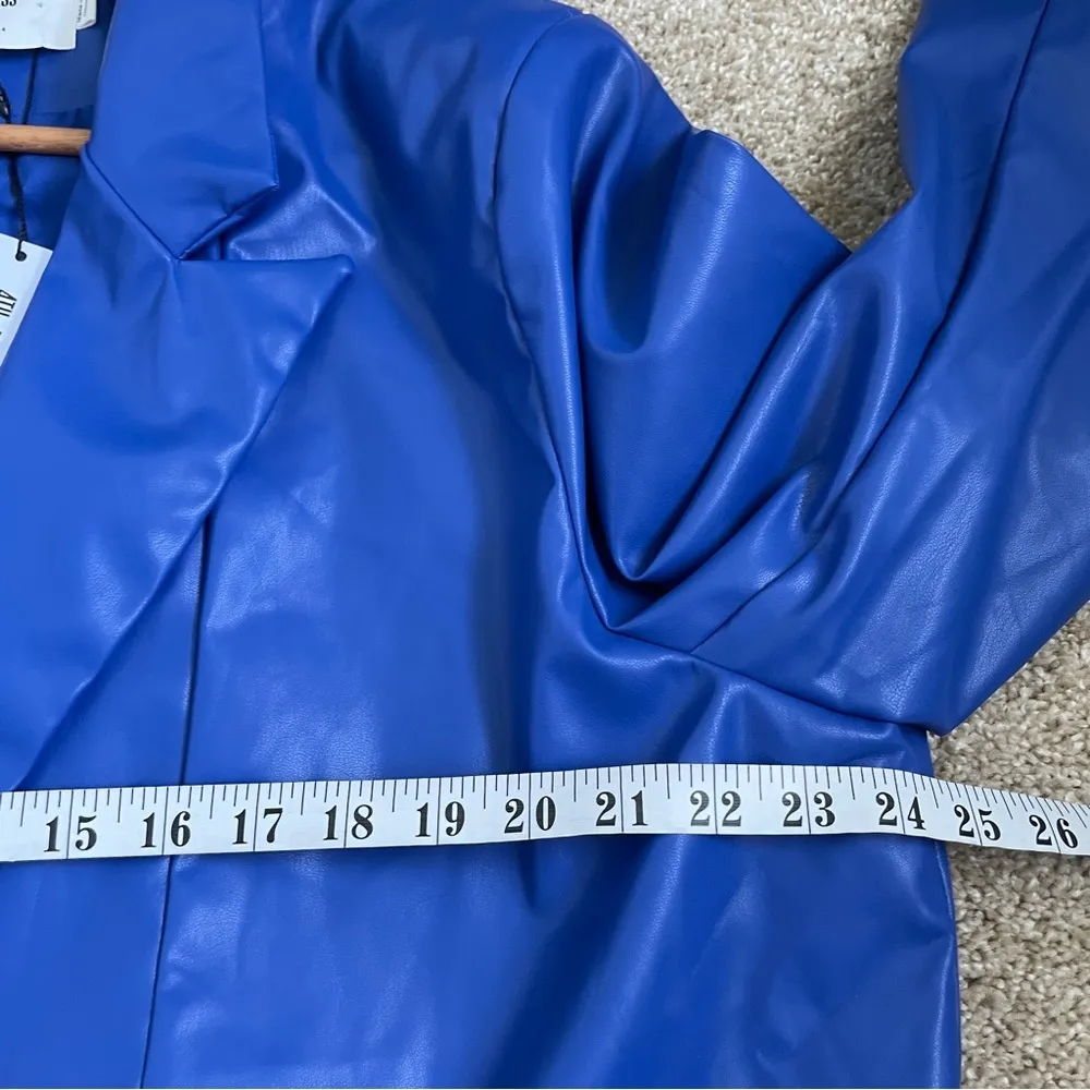 ASOS NEW  4th & Reckless Leather Look Oversized Blazer Mid Blue NWT Women’s XXL - Image 9