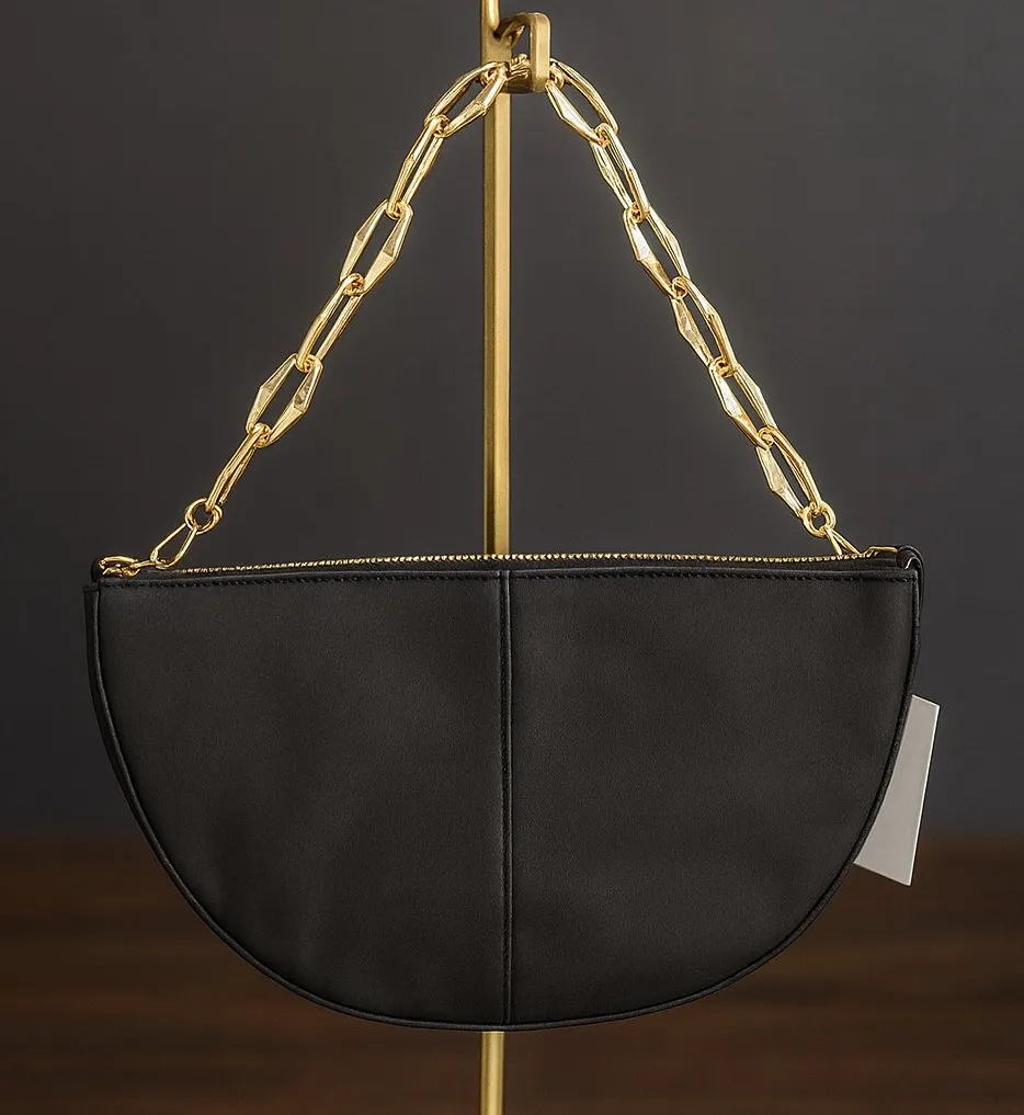 Universal Thread Half Moon Hobo Bag w/Gold Chain Shoulder Strap Black NWT - Image 2