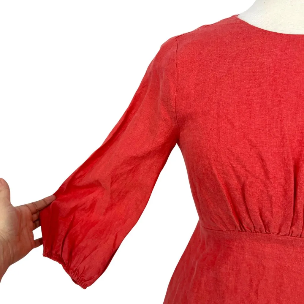 Banana Republic Lisa Linen Open-Back Dress Peach Pink Salmon Size 2 NWT - Image 3