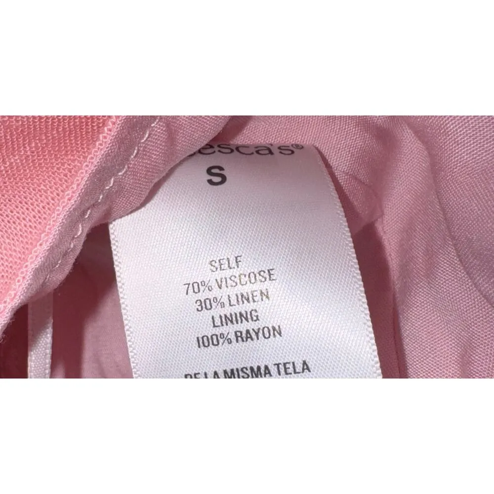 NWT Mi Ami Linen Blend Crop Top Womens Small Petal Pink Smocked Preppy Old Money - Image 6