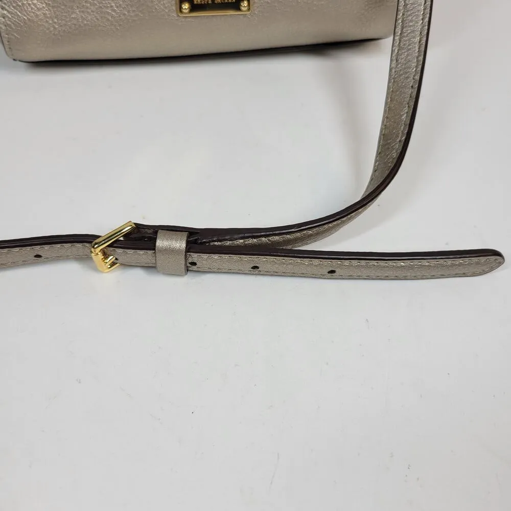 VTG Lauren RL Pebbled Cow Leather Purse 9.5" Rose Gold Silver Crossbody Bag - Image 7