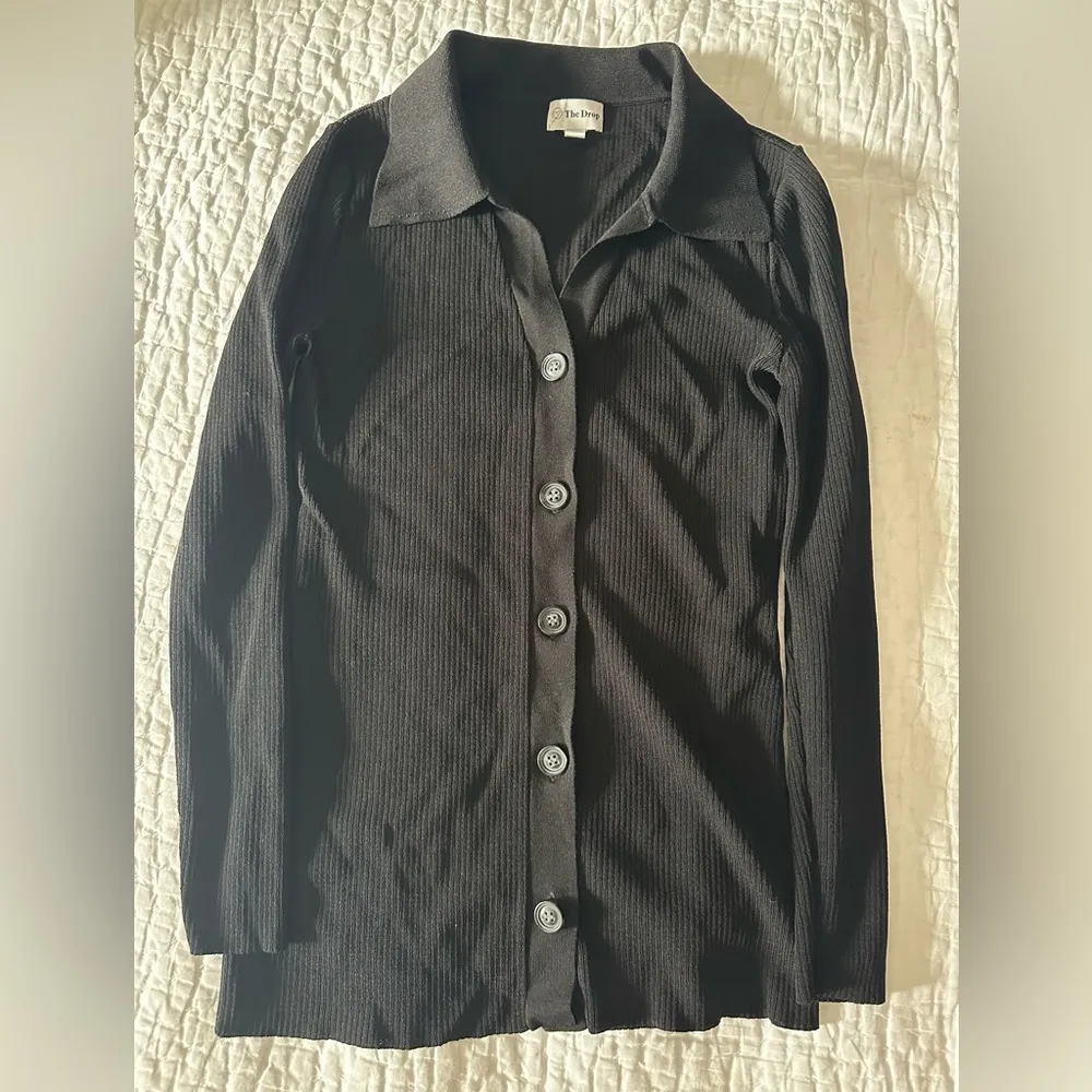 NWOT Amazon The Drop Women's Constance Rib Sweater Button Down, Black, S - Image 10