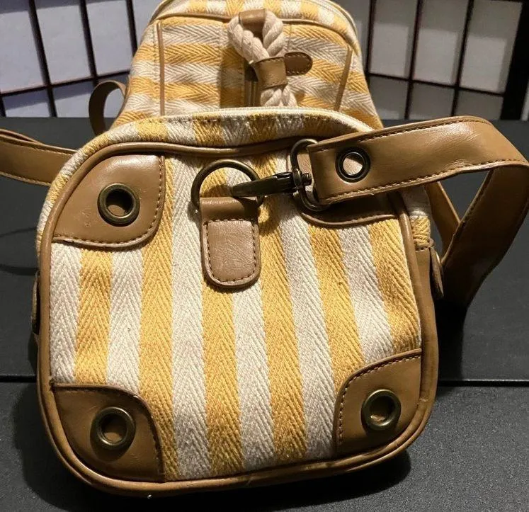 Yellow White Stripe Shoulder Bag Duffle Y2K Handbag Multiple - Image 4