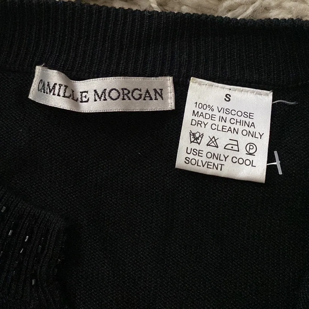 Camille Morgan black cardigan and tank top. Black beading around neck. Size S. - Image 7