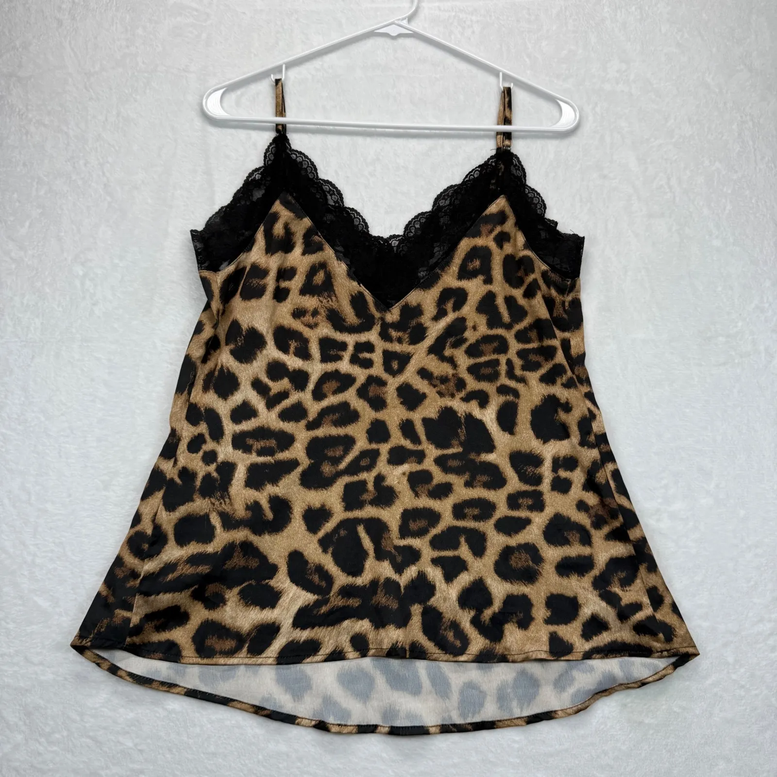 Davi&Dani Leopard Cami Top Black Lace Trim Sleeveless Casual Sexy S‎ - Image 7
