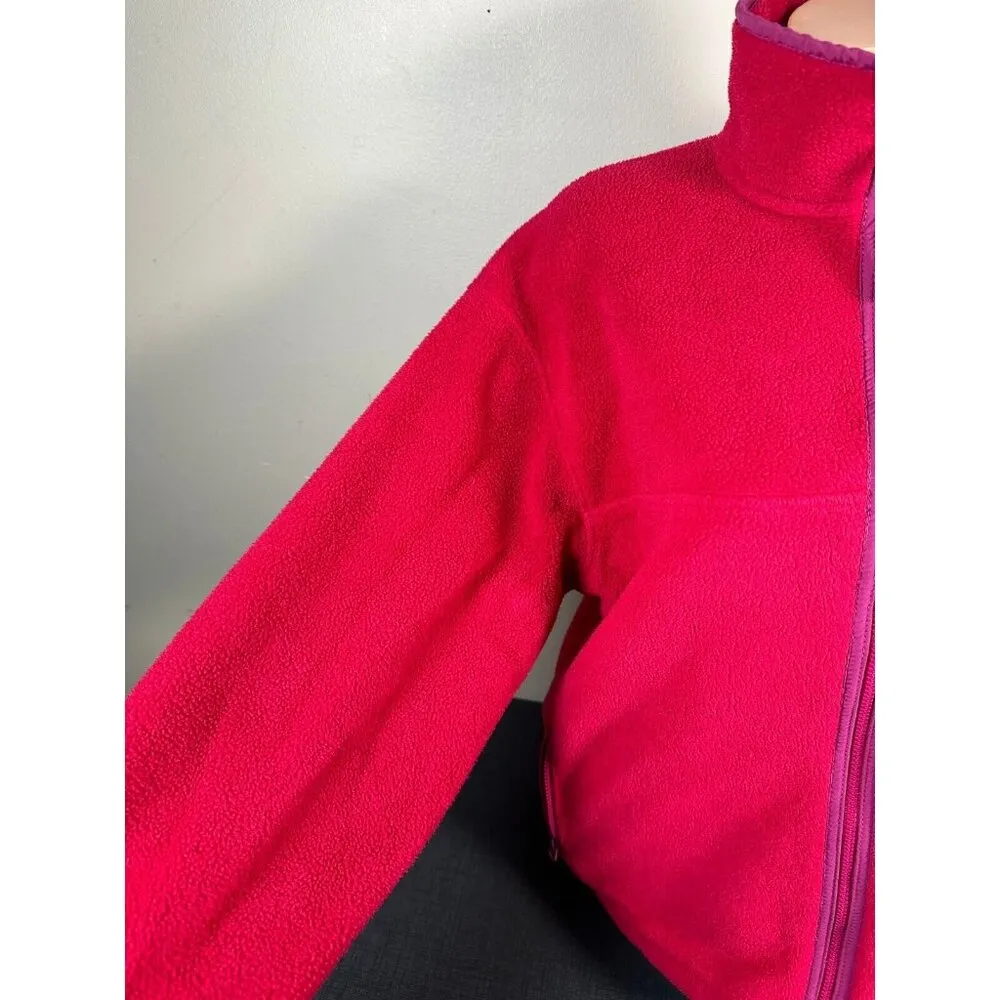 Vintage LL Bean Womens Fleece Jacket Pink Full Zip Mock Neck Long Sleeve Logo - Image 13