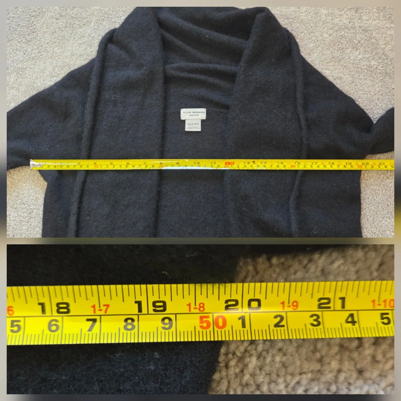 Club Monaco Cardigan Sweater Womens XS / S Black 100% Cashmere Open Waterfall - Image 9