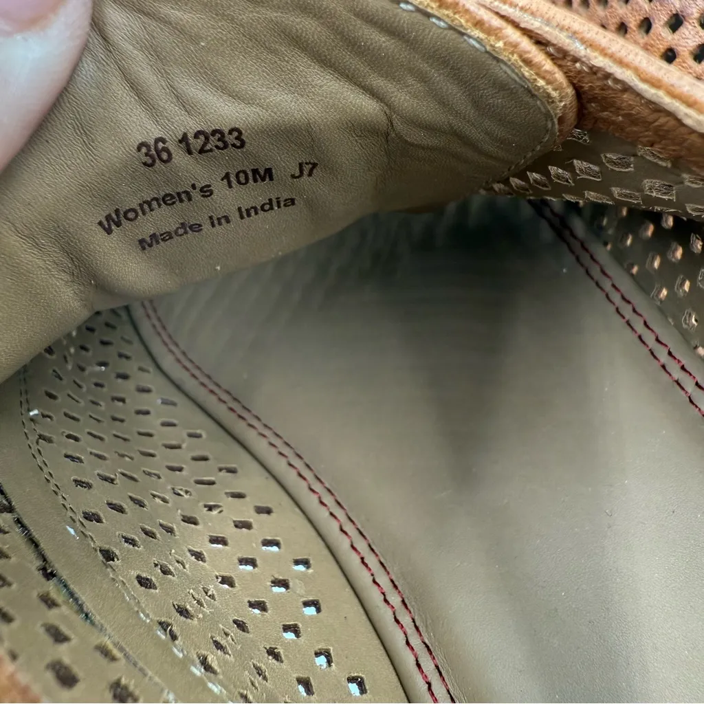 Trask Women's Lena Tan Perforated Leather Lace Up Oxford Sneakers Boat Shoe 10 - Image 9