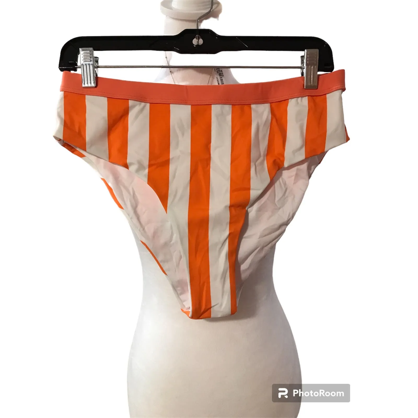 Striped Large 2 piece New High Waisted Bikini Set‎ Orange - Image 4
