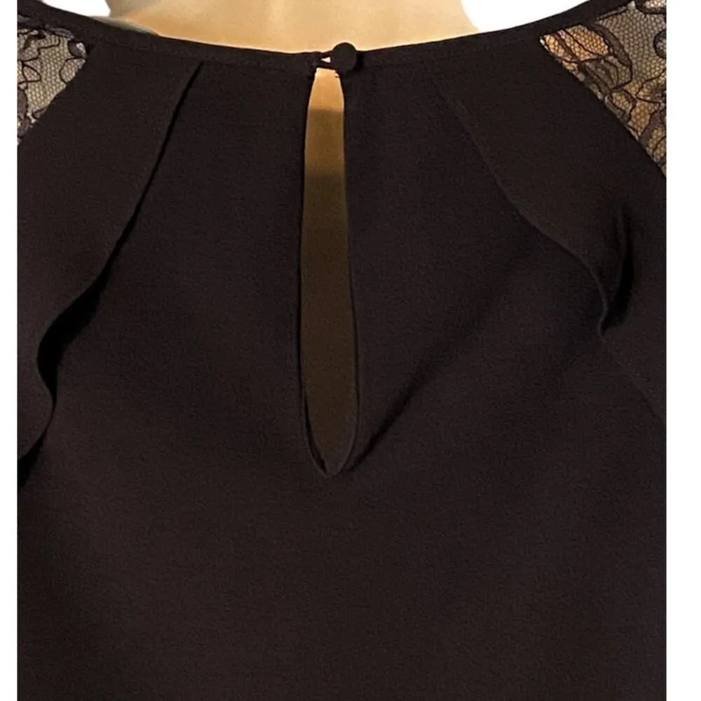 WHITE HOUSE BLACK MARKET Black Lace Flare Flutter Bell Sleeves Boho Top WHBM XS - Image 9