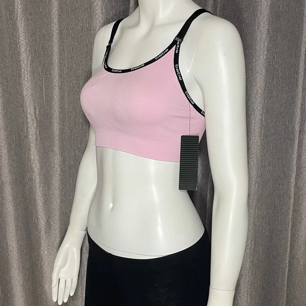 Bebe Sport Pink Racerback Seamless Sports Bra - Image 4