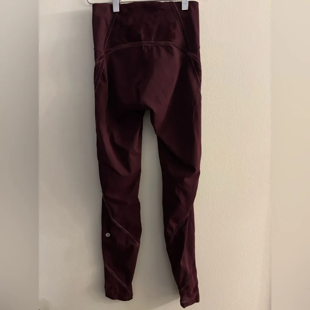Lululemon Athletica Maroon Wunder Under Leggings Size 4 - Image 5