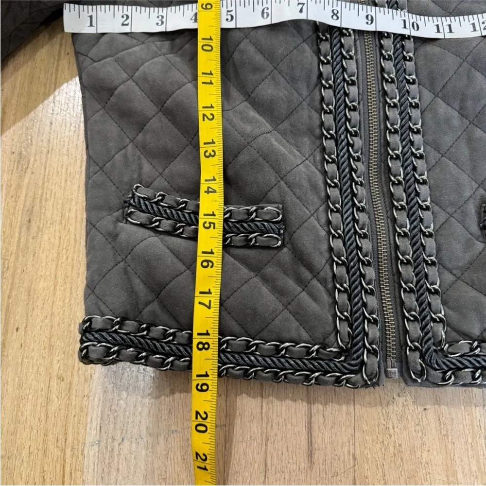 Haute Hippie Chain Quilted genuine leather Jacket in gray/ carbon XS - Image 13