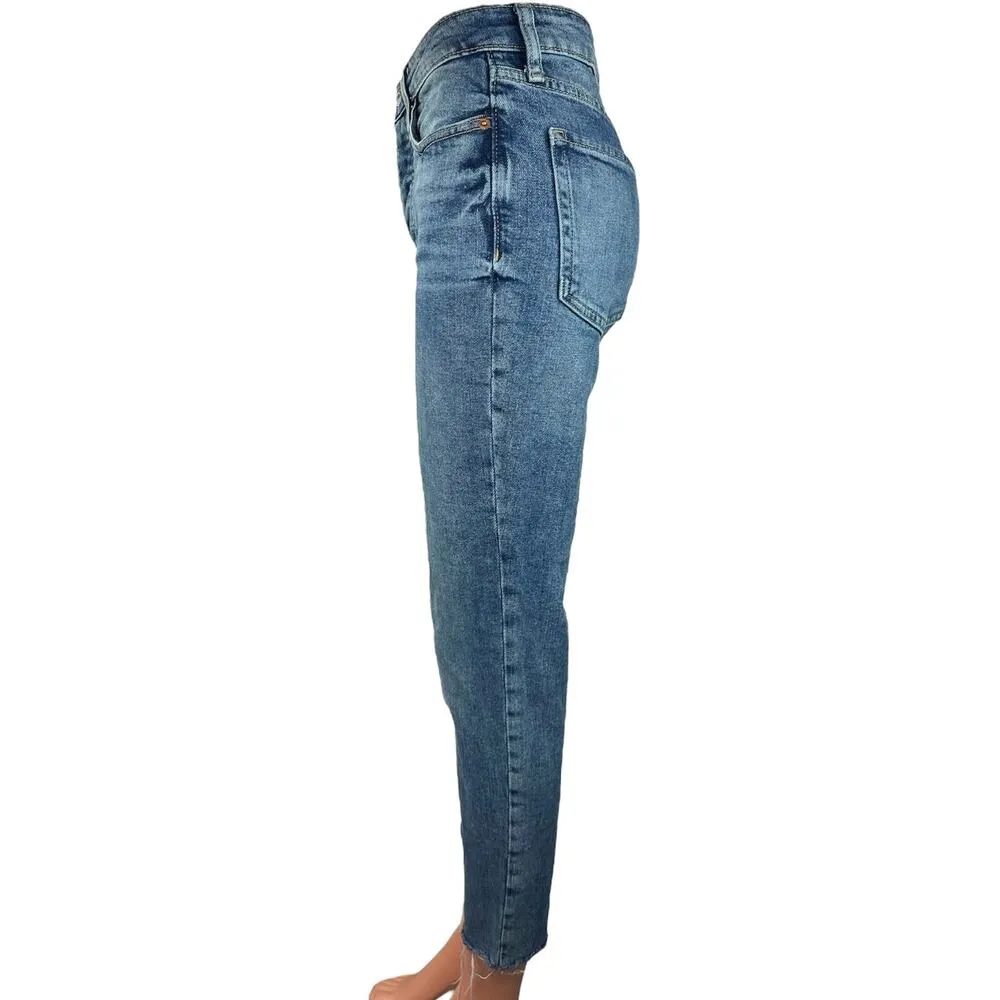 Old Navy Blue Medium Wash High Rise Cropped Denim OG Straight Leg Jeans Size 0 - Image 2