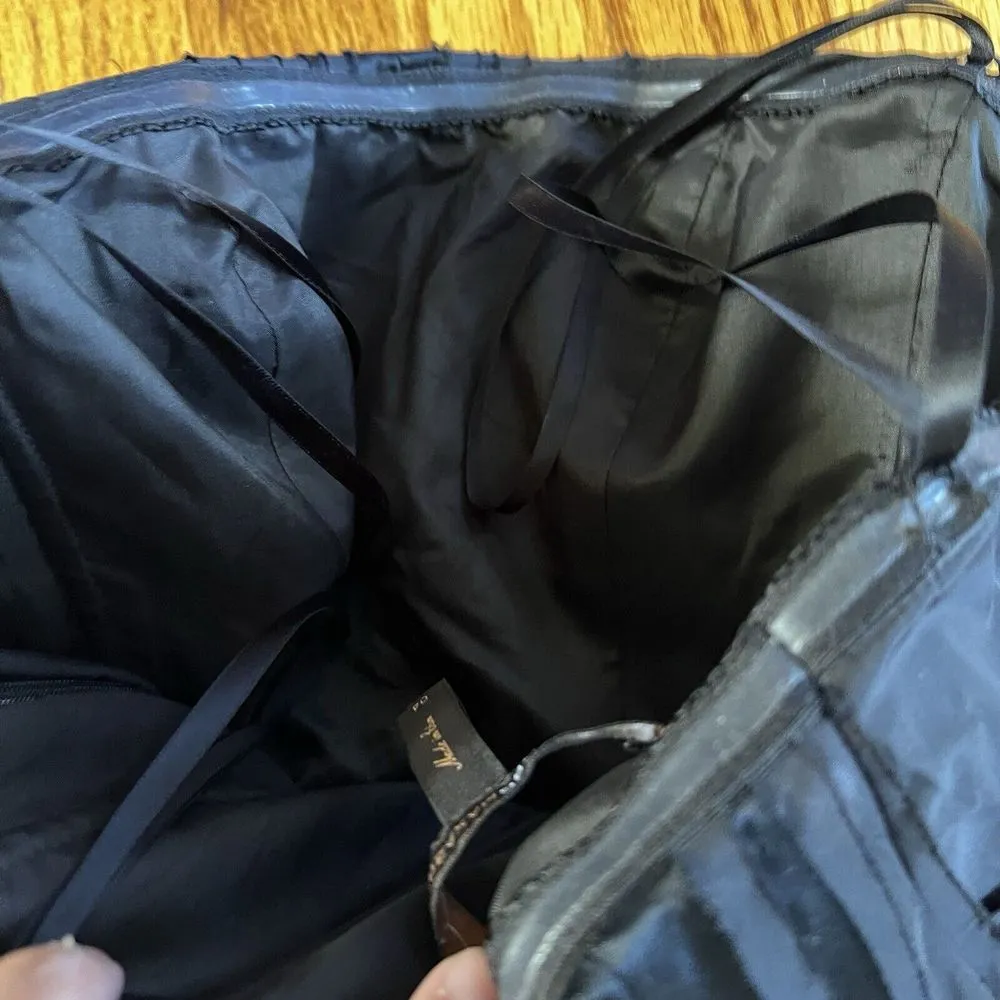 BCBGMAXAZRIA Black Taffeta Beaded Pleat Dress Size 4 Bodycon‎ Mini - Image 10