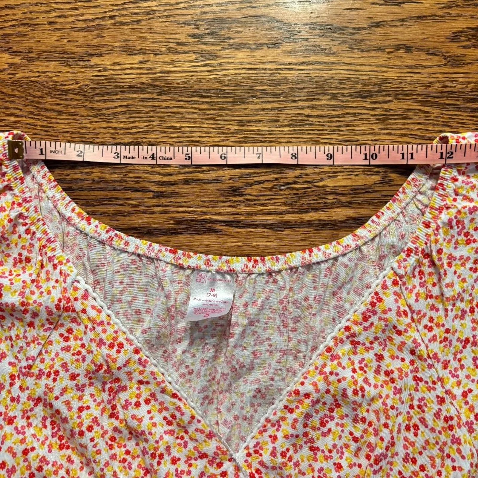 No Boundries Pink/Yellow/White Floral Smocked Short Sleeve Dress Size M Size M - Image 8