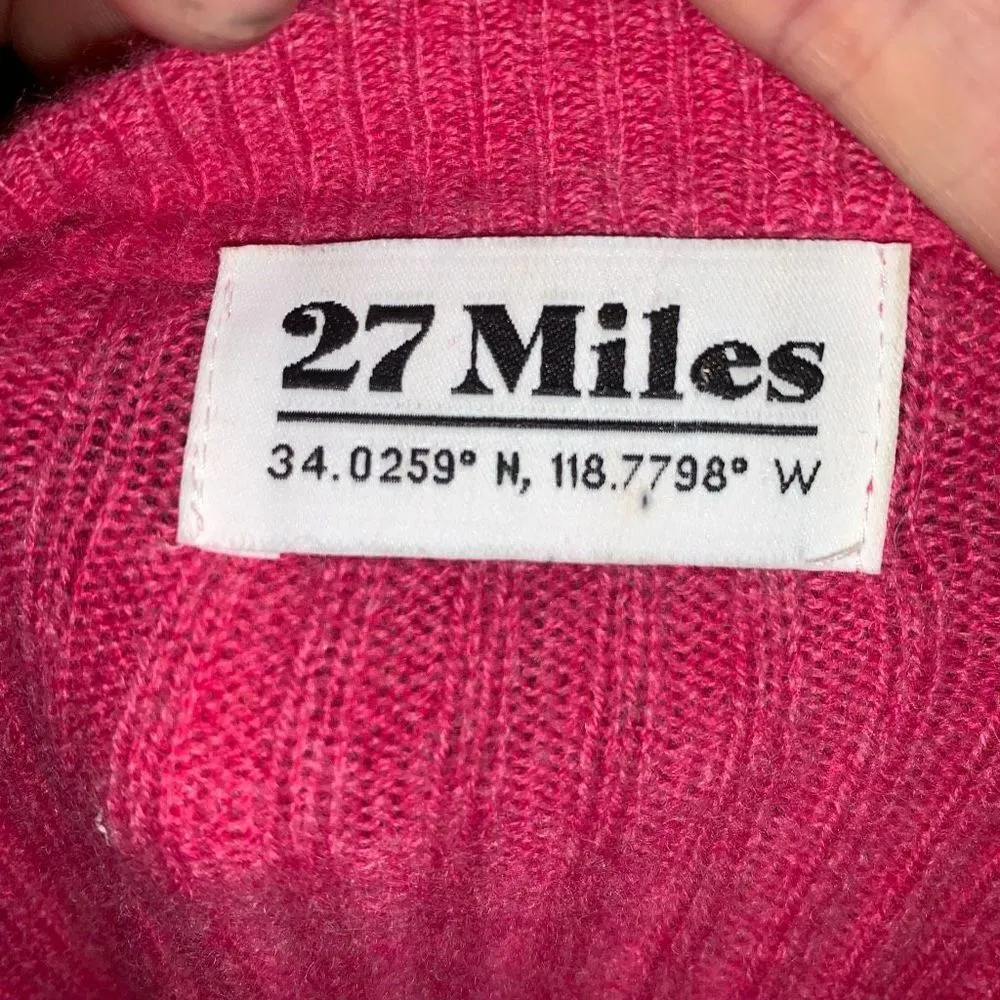 27 Miles Revolve barbiecore pink cashmere pullover cropped M sweater Size M - Image 3